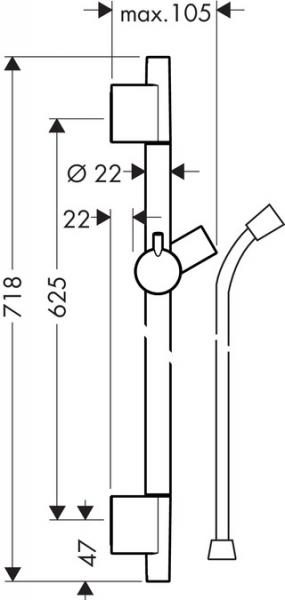 Hansgrohe Unica Puro brusestang - 65 cm - Poleret guldoptik