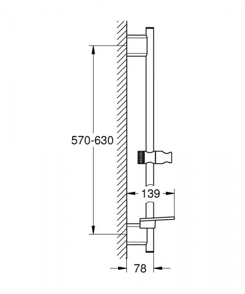 Grohe Rainshower SmartActive brusestang - 600 mm - Krom