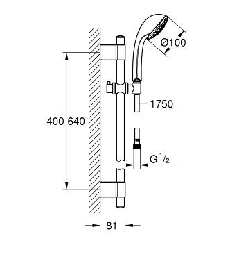 Grohe Relexa Brusesæt Five 60 cm - Krom