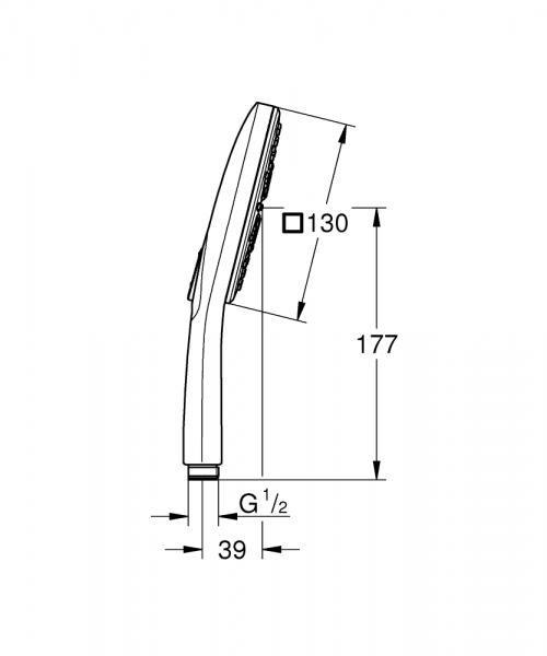 Grohe Rainshower Smartactive 130 Cube håndbruser - Krom/hvid