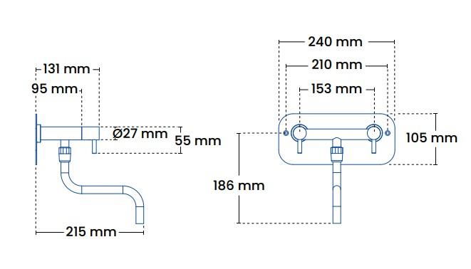 Frostline Eqi væghængt køkkenarmatur 150-350 mm - Rustfrit stål