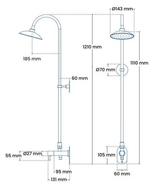 Frostline Eqi udebruser t/væg m/1 greb - 150-350 mm - Kobber