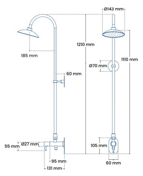 Frostline Eqi udebruser t/væg m/1 greb - 300-550 mm - Rustfrit stål