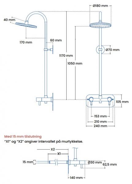 Frostline Duo frostfri udebruser - 150-350 mm - Mat sort