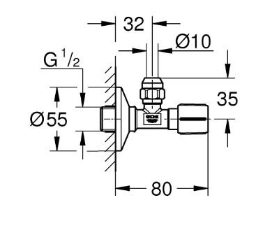 Grohe hjørneventil 1/2" - Børstet hard graphite