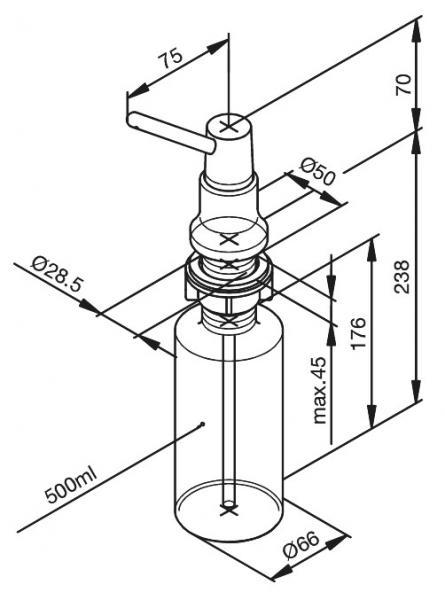 Outlet - Damixa Sæbedispenser - 75 mm dyse - Flad knap