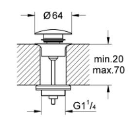 Grohe push-open bundventil 1 1/4 - Poleret Warm Sunset