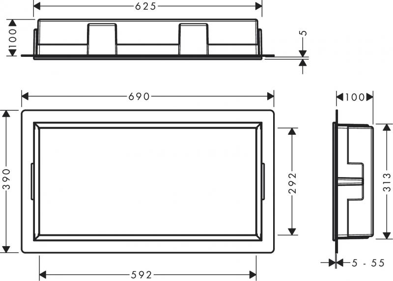 Hansgrohe XtraStoris indbygget hylde 300x600x100 - Mat hvid