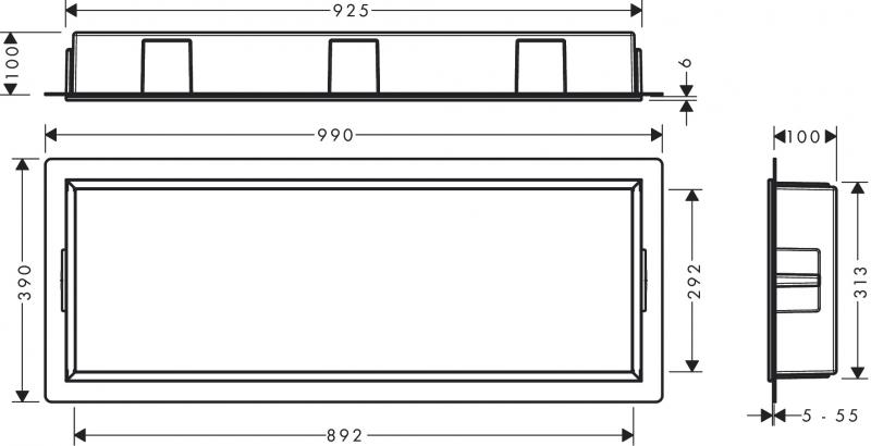 Hansgrohe XtraStoris indbygget hylde 300x900x100 - Mat sort