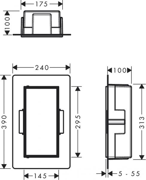 Hansgrohe XtraStoris indbygget hylde med flisebar låge 300x150x100 - Mat sort