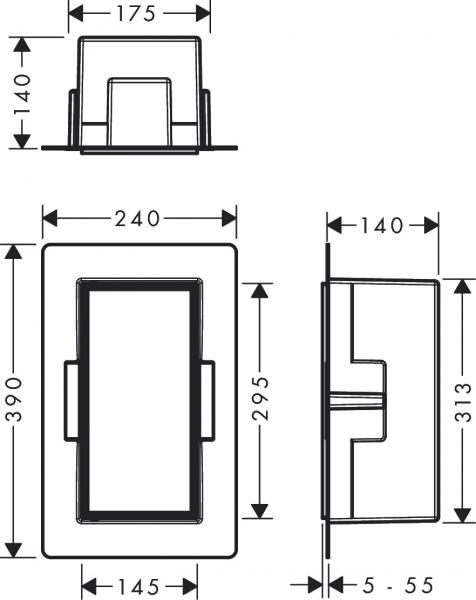 Hansgrohe XtraStoris indbygget hylde med flisebar låge 300x150x140 - Mat sort