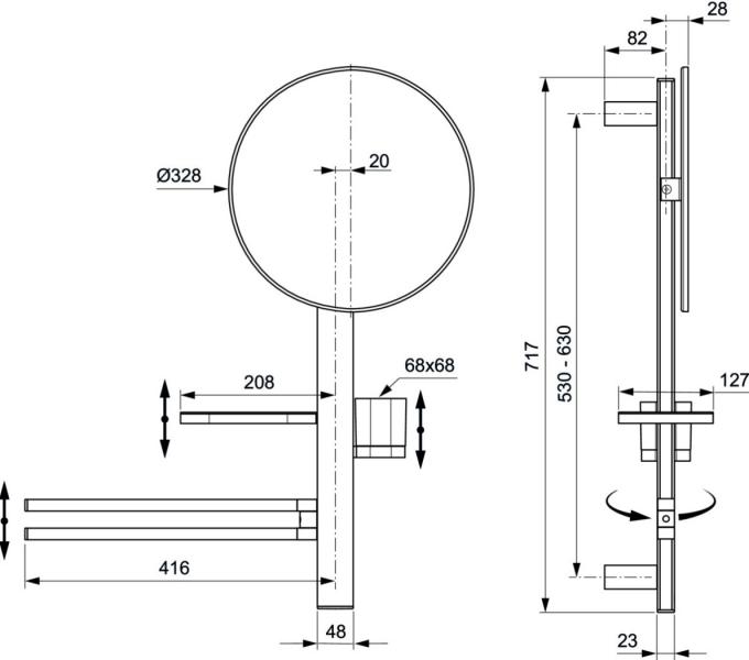 Ideal Standard Alu+ multifunktionelt spejl m/håndklædeholder - Rosé