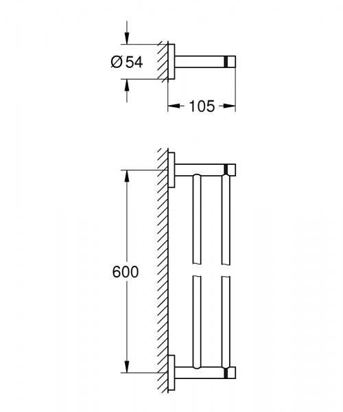 Grohe Essentials dobbelt håndklædeholder 600 mm - Poleret hard graphite