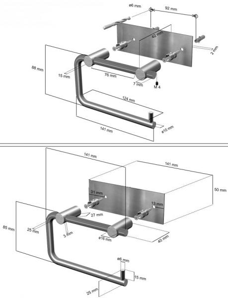 Cool Line toiletpapirholder m/bagplade - Poleret stål