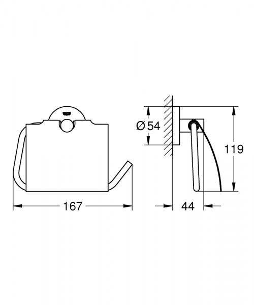 Outlet - Grohe Essentials toiletrulleholder med låg - Poleret hard graphite