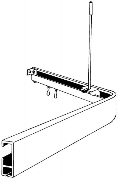 Van Der P Forhængsstang Profil2001 Flad skinne 8x25mm 90x90cm m/loftstøtte - Hvid