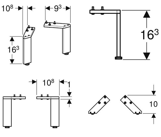 Ifö Sense Art støtteben 163 mm - Sæt af 2 stk - Hvid