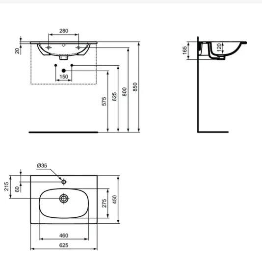 Ideal Standard Tesi 62 møbelvask - Mat sort