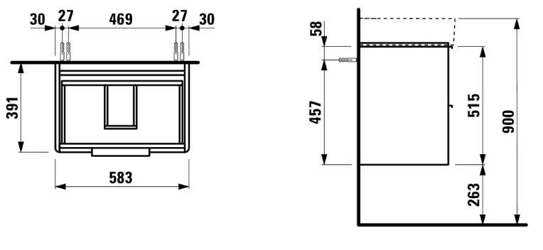 Laufen Base underskab med 2 skuffer 583x391 mm. Hvid