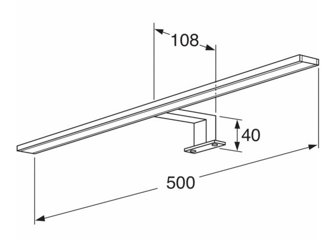 Gustavsberg belysning til spejl og spejlskab - 50 cm - Krom