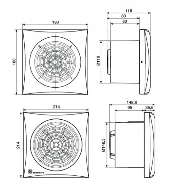 Thermex Silent 300 CZ badeværelsesventilator (standardmodel)