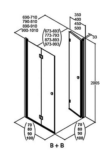 Dansani Match B+B bruseniche m/foldedøre - 70x70 cm - Klar glas/krom Dansani Match B+B bruseniche m/foldedøre - 70x70 cm - Klar glas/krom