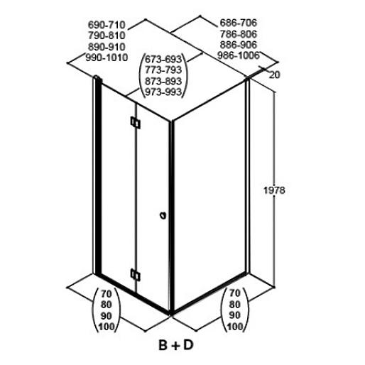 Dansani Match B+D bruseniche m/fast væg 70x70 - Klar glas/krom Dansani Match B+D bruseniche m/fast væg 70x70 - Klar glas/krom