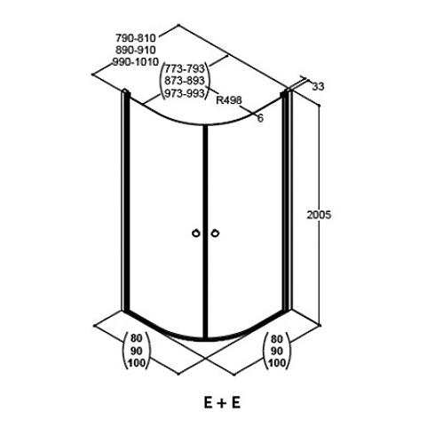 Dansani Match E+E buet bruseniche 80x80 cm - Klart glas/krom Dansani Match E+E buet bruseniche 80x80 cm - Klart glas/krom
