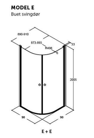 Dansani Match rundt brusehjørne - 90 x 90 x Isglas/mat krom Dansani Match rundt brusehjørne - 90 x 90 x Isglas/mat krom