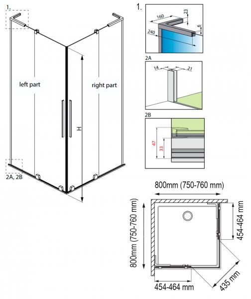 Str&oslash;mberg Faro 42 bruseniche m/skyded&oslash;re 76x76 - Klar glas/krom