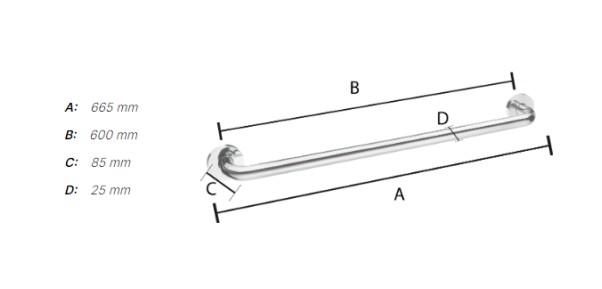 Smedbo Living rund badekarsgreb - Krom - 60 cm