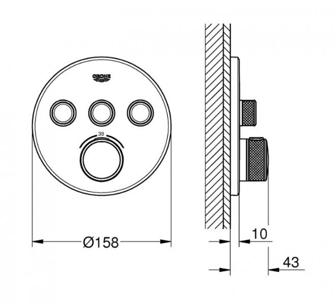 Grohe SmartControl komplet brusesystem m/ SmartActive brus til indbygning - Poleret Cool Sunrise