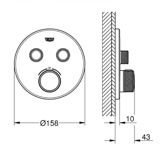 Grohe komplet indbygningspakke til badekar inkl/termostat og SmartActive - Børstet Cool Sunrise