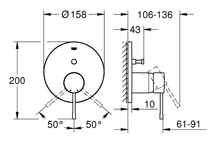 Grohe komplet indbygningspakke til badekar m/SmartActive håndbruser - Mat sort