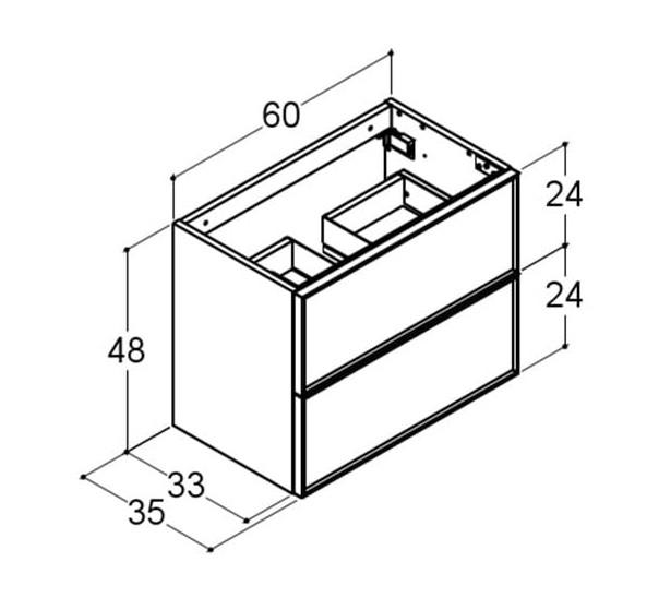 Dansani Luna Mini vaskeskab 60x48 m/skuffer - Hvid mat/sort ramme