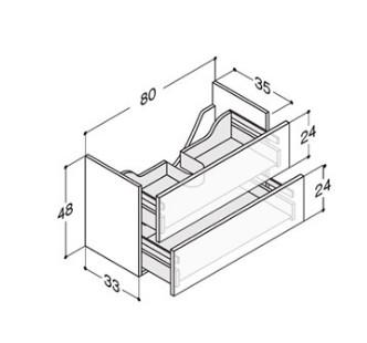 Dansani Luna Mini vaskeskab 80x48 m/skuffer - Hvid mat