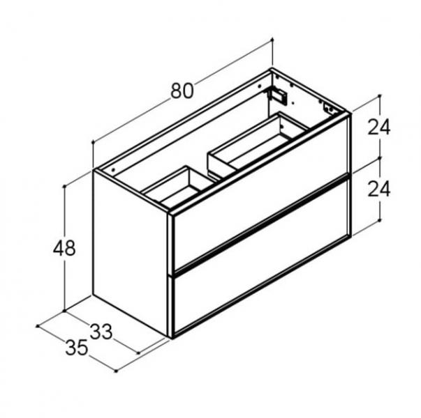 Dansani Luna Mini vaskeskab 80x48 m/skuffer - Hvid mat/sort ramme