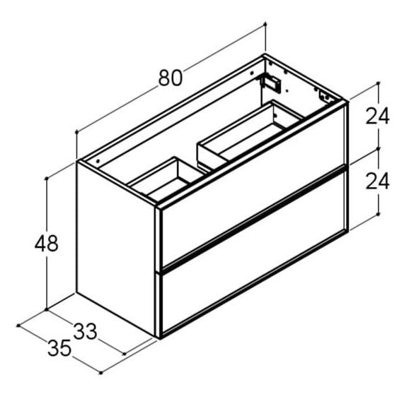 Dansani Luna Mini vaskeskab 80x48 m/skuffer - Valgfri farve/sort ramme