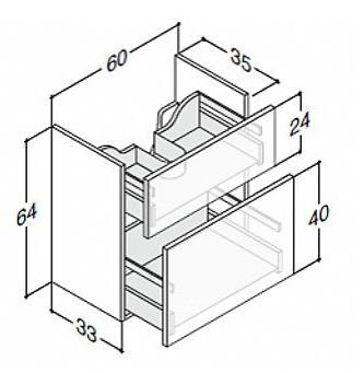 Dansani Luna Mini vaskeskab 60x64 m/skuffer - Hvid mat