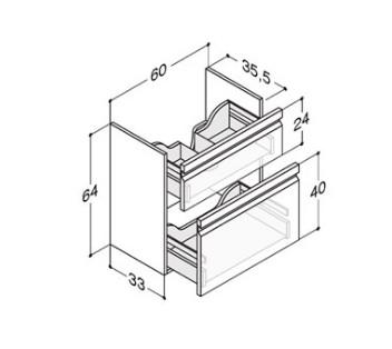 Dansani Luna Mini vaskeskab 60x64 m/skuffer - Hvid mat folie