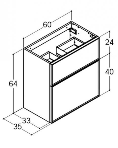 Dansani Luna Mini vaskeskab 60x64 m/skuffer - Hvid mat/sort ramme