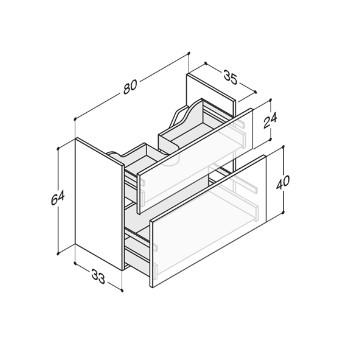 Dansani Luna Mini vaskeskab 80x64 m/skuffer - Nordisk eg