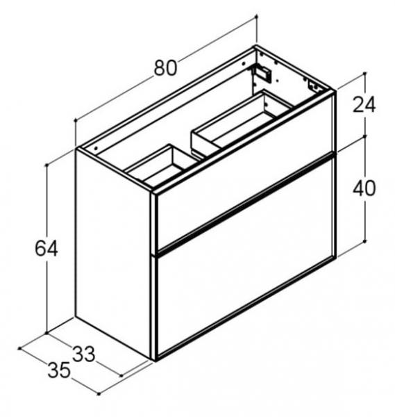 Dansani Luna Mini vaskeskab 80x64 m/skuffer - Hvid mat/sort ramme