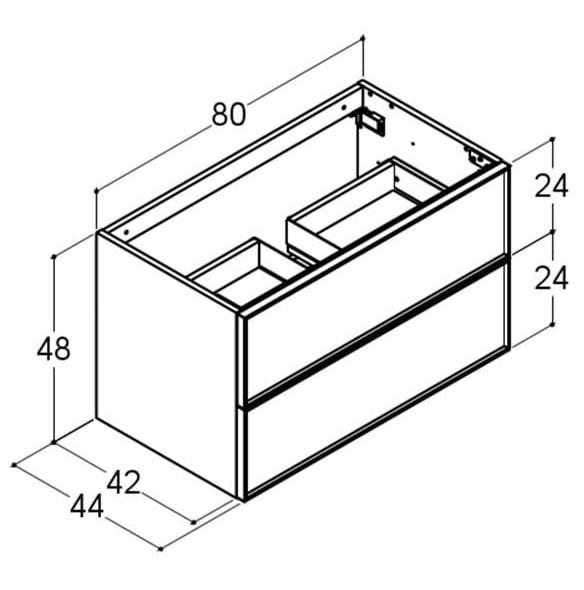 Dansani Luna vaskeskab 80x48 m/skuffer - Hvid mat/sort ramme