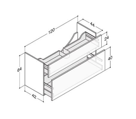 Dansani Luna vaskeskab 120x64 m/skuffer - Hvid mat