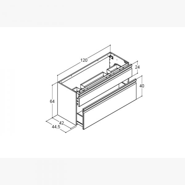 Dansani Luna Vaskeskab 2 skuffer 64*120*44 cm D