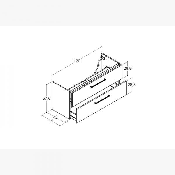 Dansani Mido+ 120 vaskeskab m/skuffer - Sort struktur