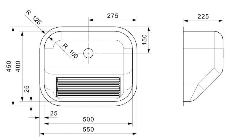 Lavabo Ottawa 55 udslagsvask t/væg