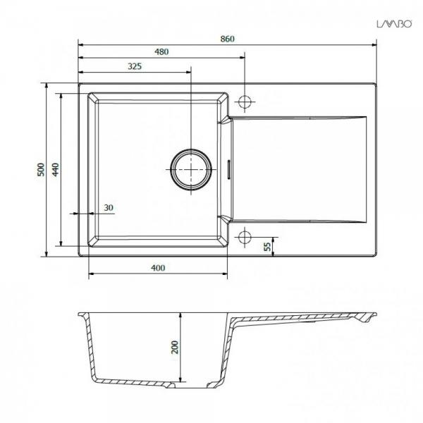 Lavabo Amsterdam 10 kompositkøkkenvask - Antracit/krom