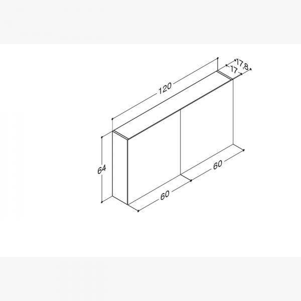 Dansani Mido+ Select 120 spejlskab - Sort struktur